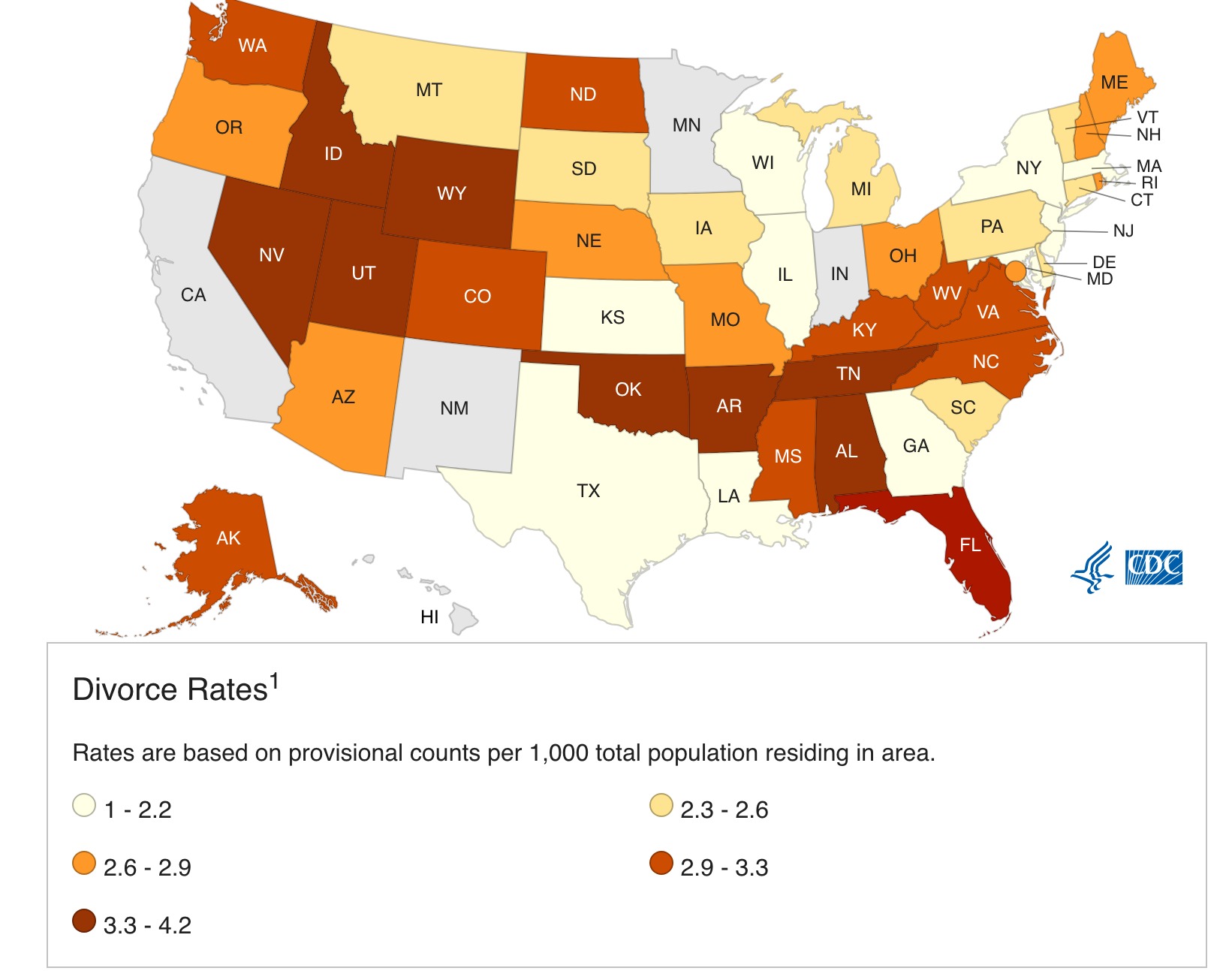 Legal Innovation for online legal solutions in American Divorce and Divorce Rates by State in 2021