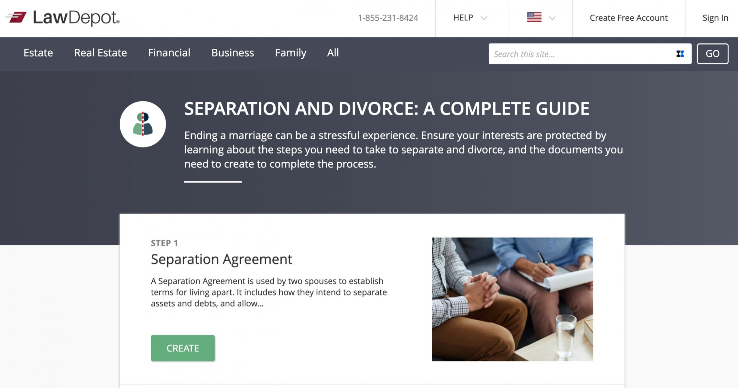 Online legal agreements for seperation and divorce