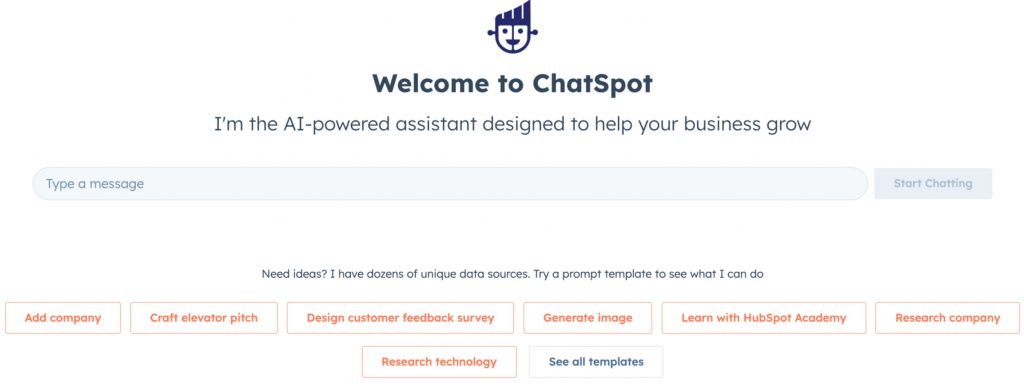 ChatSpot.ai for Hubspot use of artificial intelligence
