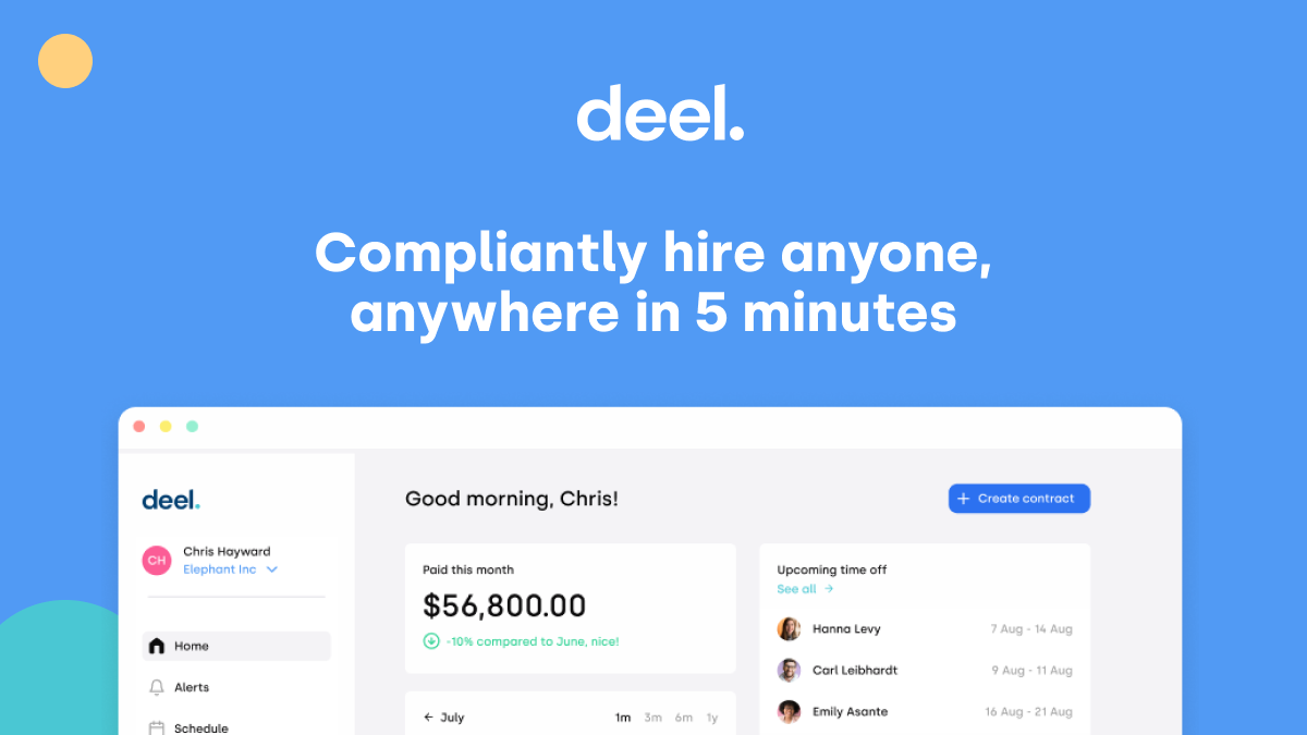 Hire anyone anywhere with Deel HR workforce management solution