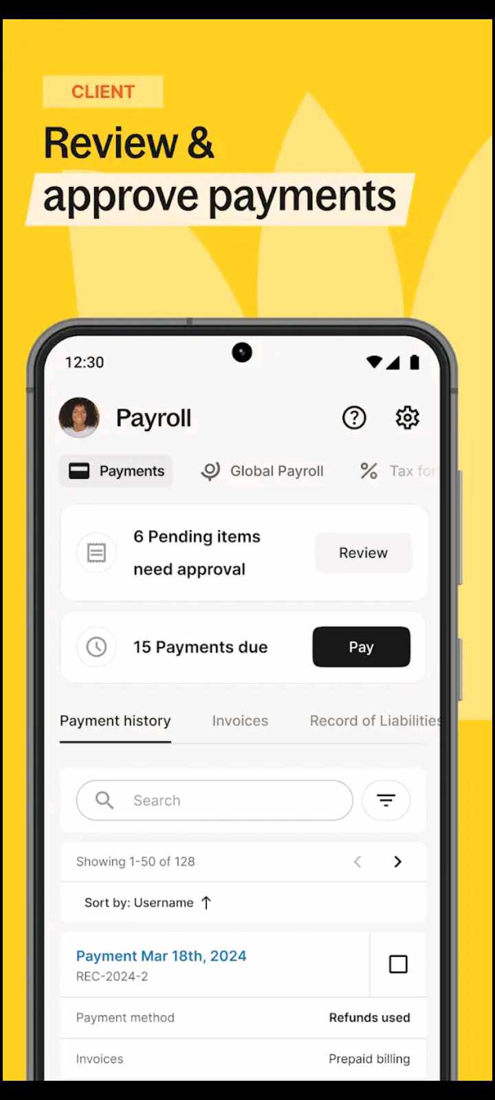 Review and Approve payments with Deel mobile