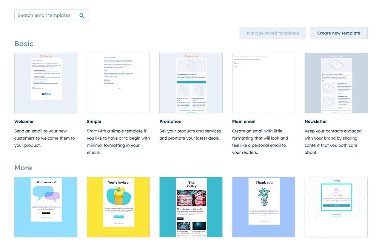 Hubspot Emai marketing templates