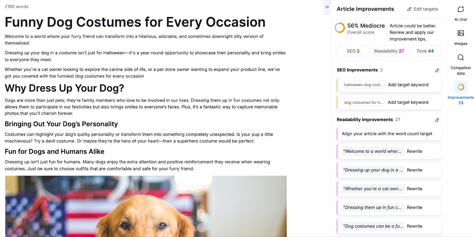 AI Blog Generation from Semrush