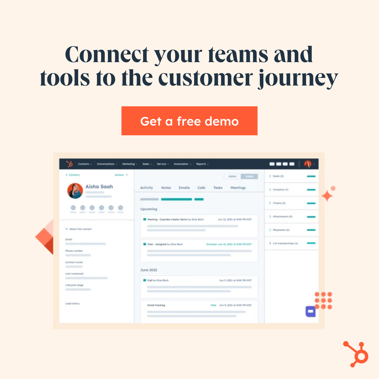 Connect your teams and tools to the customer journey with HubSpot