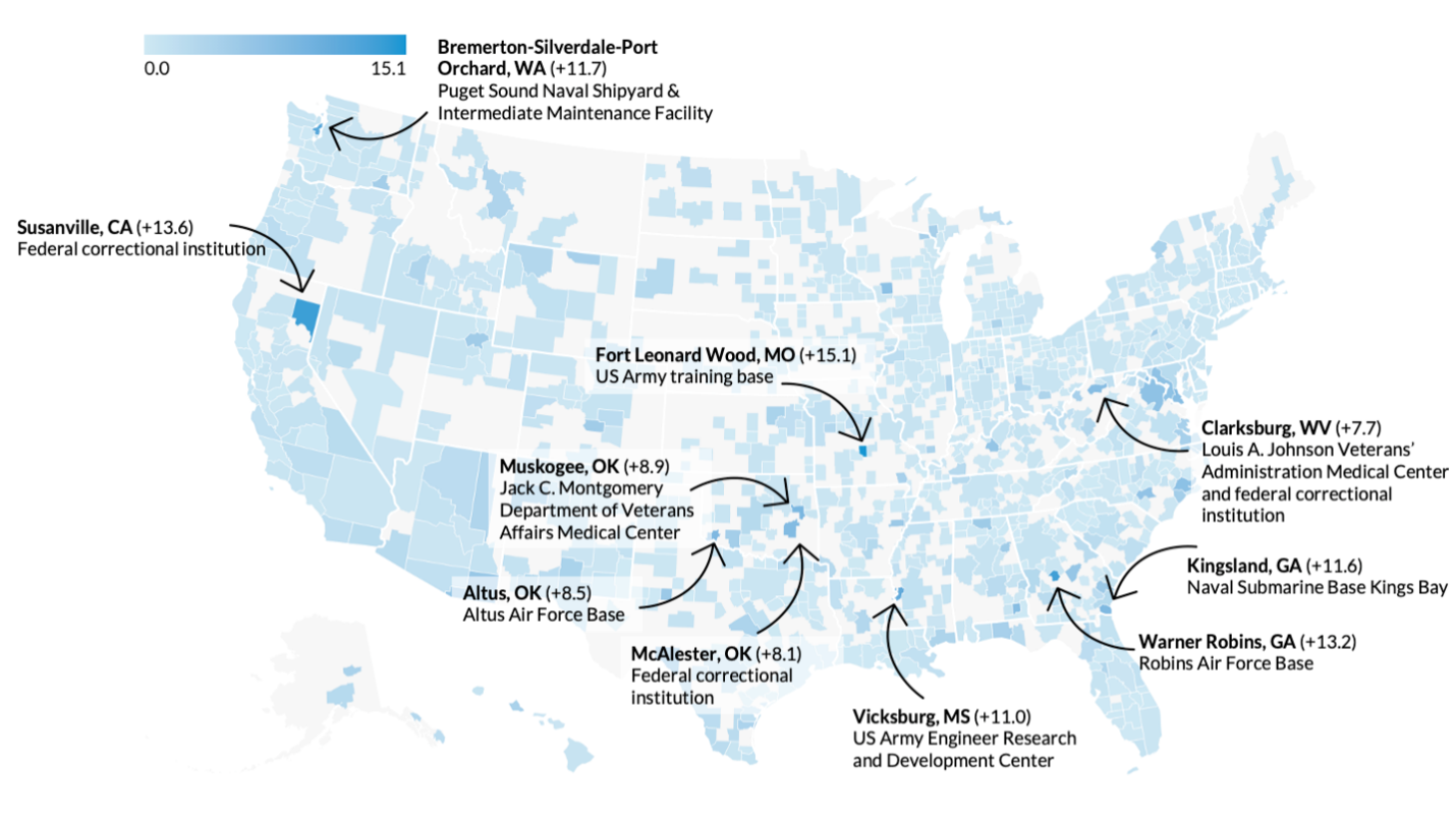 regions most impacted by DOGE layoffs