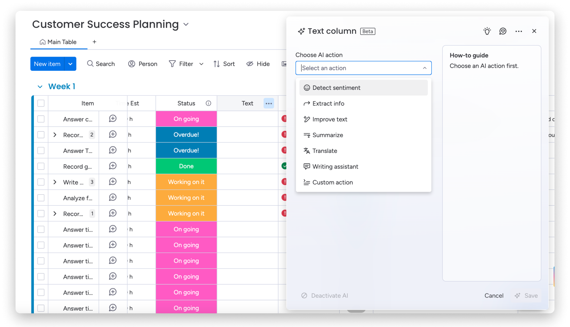 Integrating monday AI into customer success planning