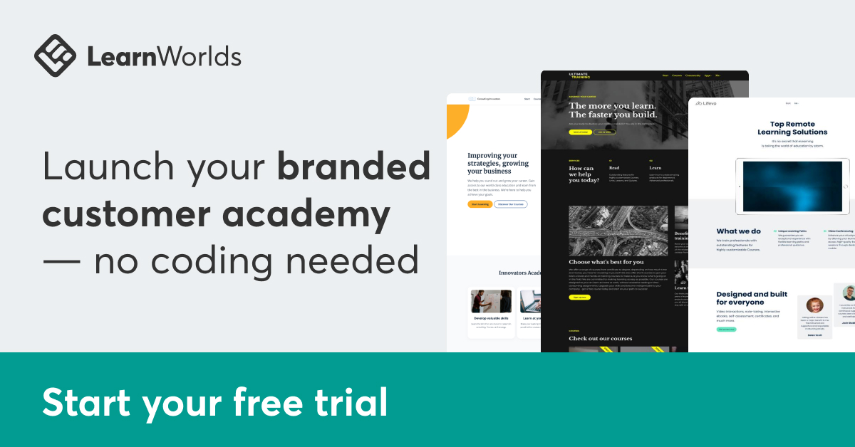 Build your customer education business with Learnworlds